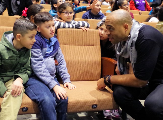 Artist with students